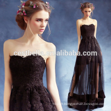 Ladies Sexy Elegant Ruffle Short Front Long Back Black Prom Party Robes